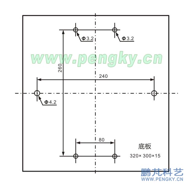 風(fēng)力機(jī)模型底板鉆孔尺寸圖