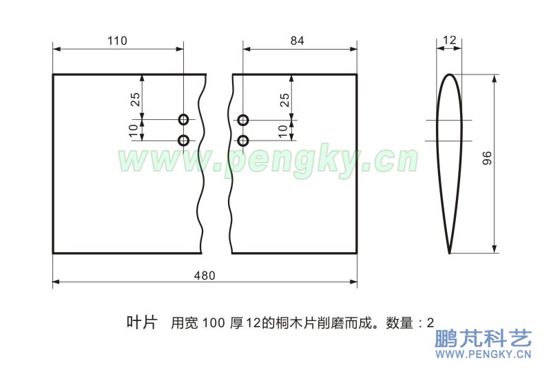 風(fēng)力機(jī)模型葉片尺寸圖