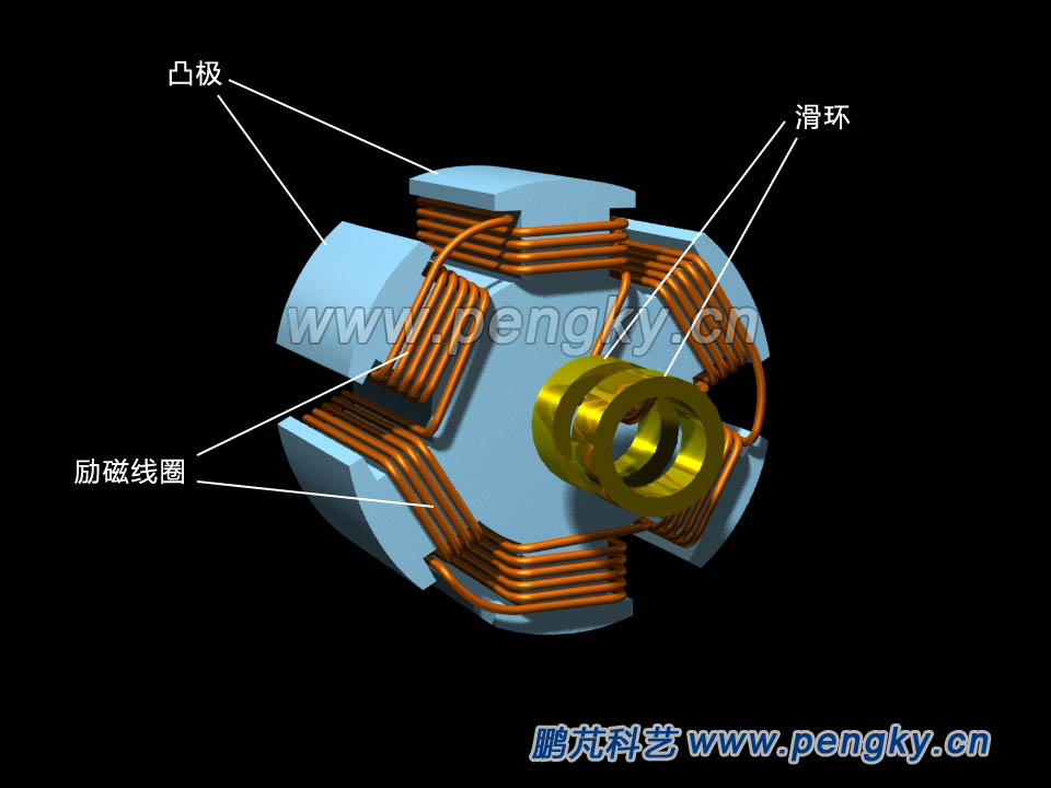 繞有線圈的凸極轉(zhuǎn)子