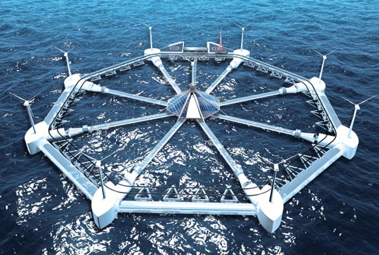 漂浮的海上水平軸風(fēng)力發(fā)電站