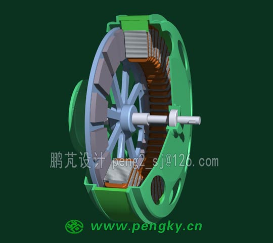 永磁中間定子盤式發(fā)電機(jī)的剖面圖-2