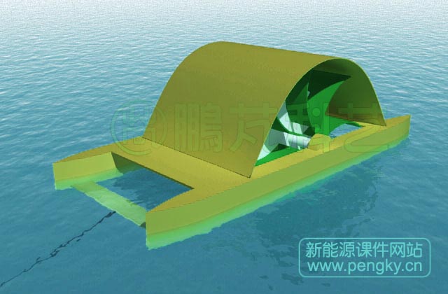 浮動(dòng)水車在海洋水面上