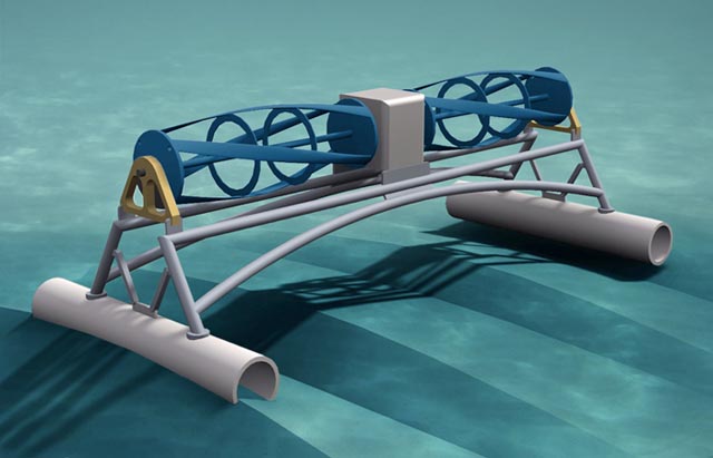 水平安裝的垂直軸潮流發(fā)電裝置