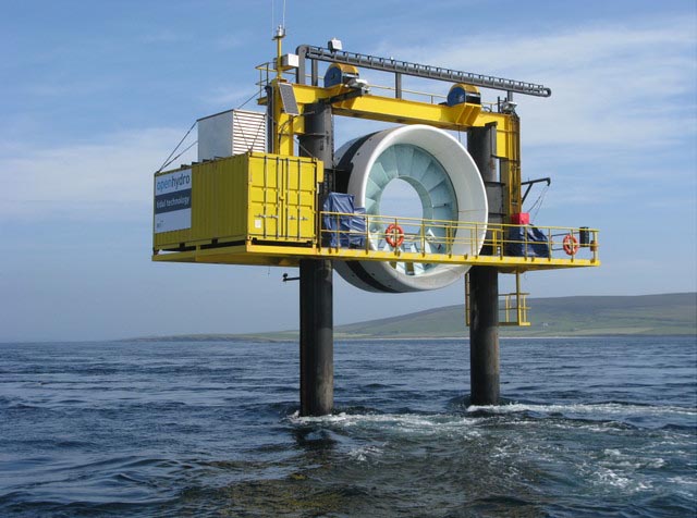 從水下升起的擴(kuò)張管渦輪潮流發(fā)電裝置