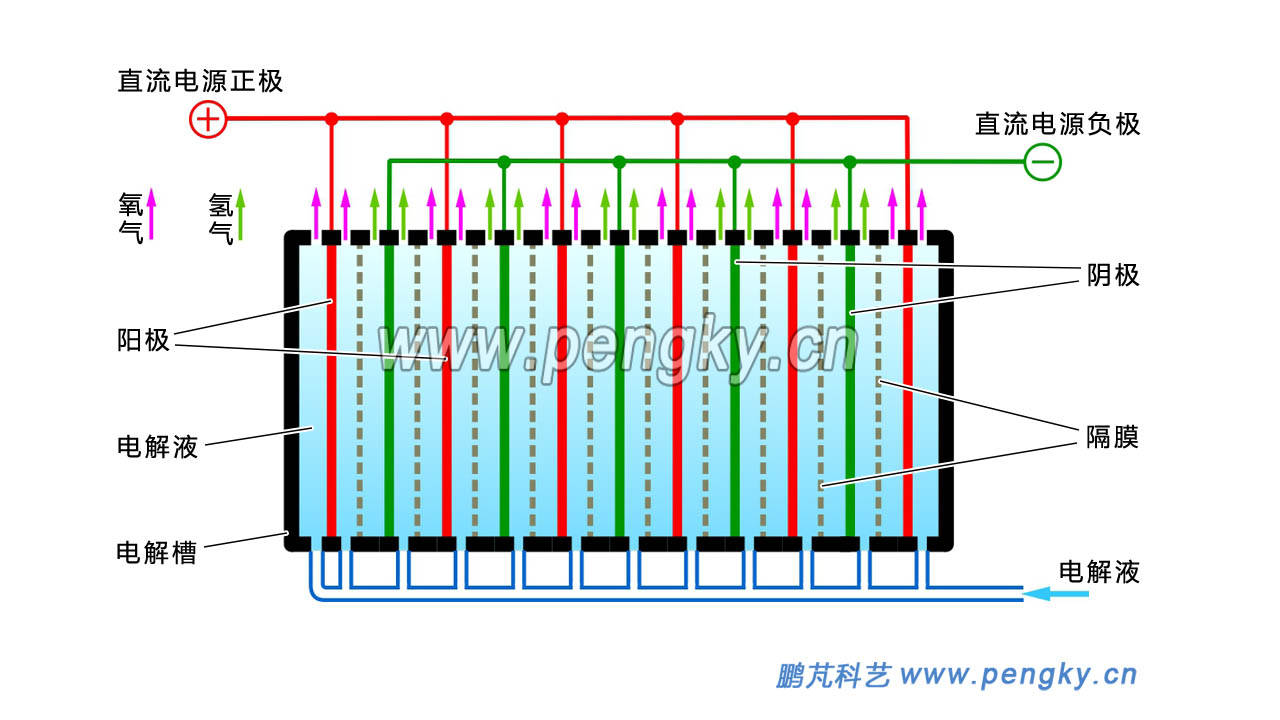 電解水單極電解槽的結(jié)構(gòu)簡(jiǎn)圖