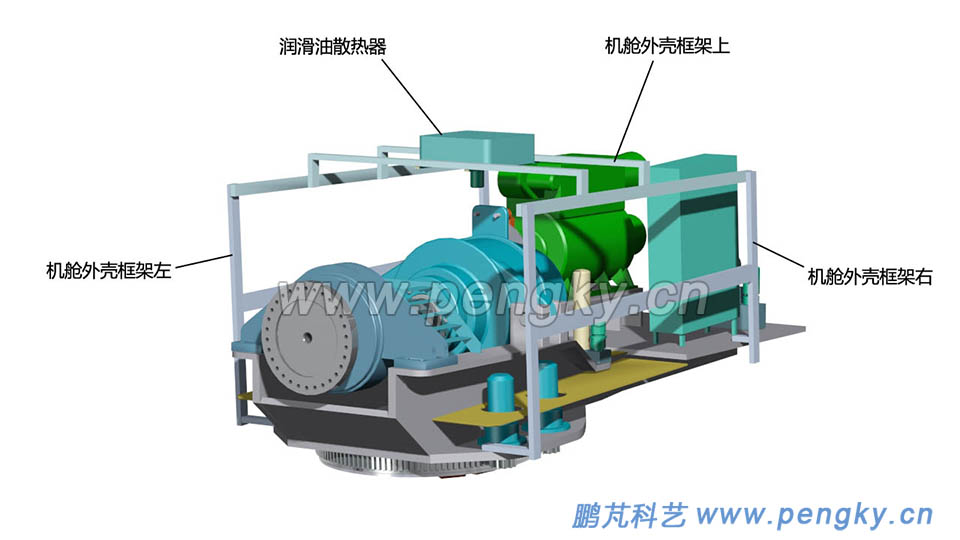 安裝好機(jī)殼框架與潤(rùn)滑油散熱器