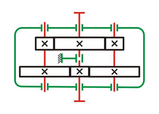 Two-stage cylindrical gear transmission (coaxial split type)